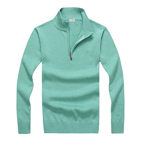 Pull homme col roulé vert Kelsiop en coton avec fermeture éclair taille XXL pour l'hiver