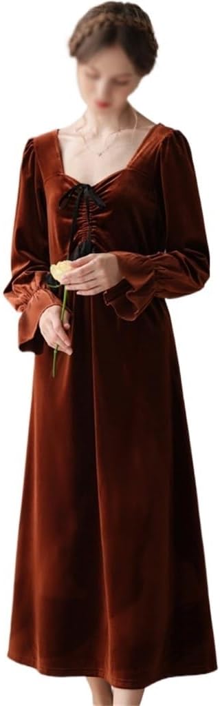 JSEIAJB Autumn and Winter Long Golden Velvet Pajamas, Fairy Ladies' Pajamas, Thick and Warm Home Clothing(Large)