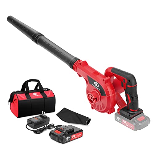 MOKENEYE 20V Cordless Leaf Blower with Rechargeable Battery, 3 Variable Speeds 150 MPH Max Powered Leaf Blower Cordless for Blowing Leaf, Car Cleaning, Computer Host Cleaning