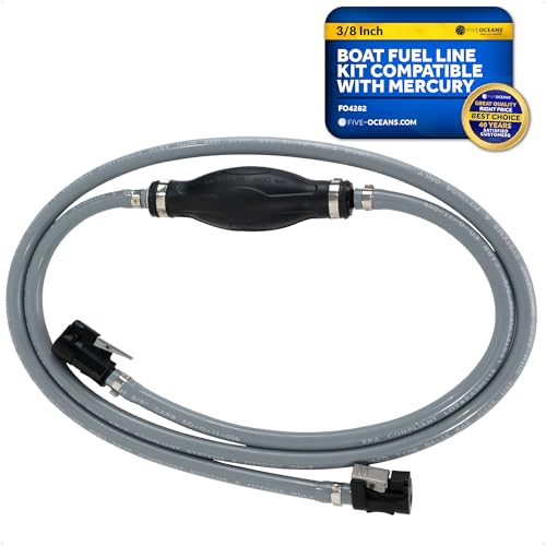 Five Oceans Marine Boat Fuel Line Kit Compatible with Mercury 3/8-Inch x 6-Foot, EPA/CARB Approved, Leakproof Outboard Fuel Line for All Mercury Engine End & Tank End Male Fitting (Post-1998) - FO4282