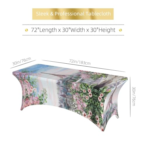 Nappe de table extensible motif fleurs et Tour Eiffel lavable 1,8 m - 7