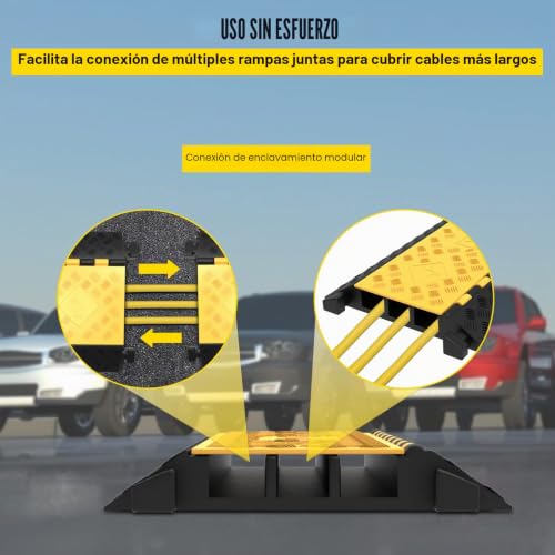Pasacables de suelo para cable de 3 canales rampa protectora Happybuy 20T 75mm 6