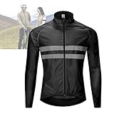 CFDFDA Outdoor-Fahrradjacke für Herren und Damen Winddichte wasserdichte Weste Mantel mit Anti-Rutsch-Streifen für Geländefahrten, Wandern und Golf,Black-3XL