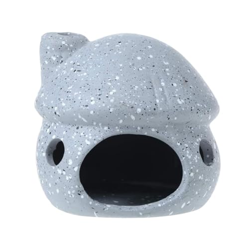 Image of RUIAN Ceramic Mushroom Hideaway Cave forAquarium - Fish Tank DecorationOrnament & Shrimp Shelter, SafePottery Hide for Betta, Goldfish, CichlidSmall Fish to Rest, Breed & Play (8cm x8.5cm) (Blue)