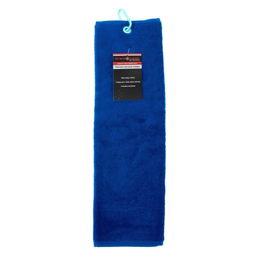 Brand Fusion Tri-Fold Velour Golf Towel (Royal Blue)