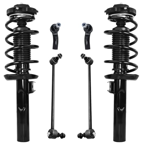 Image of Detroit Axle - Front Struts Kit for Volkswagen Jetta Passat Golf Beetle Eos Rabbit Audi A3 Quattro, 2 Struts w /Coil Spring 2 Sway Bars Links 2 Outer Tie Rods Replacement Suspension