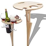 ➤Essential for outdoor campers: The table serves as a chopping board, the bamboo table can also be used as a chopping board. Balance a grill plate or appetizer on a smooth wooden outdoor table or cut fruit and cheese on the board during cleaning. Perfect for outdoor wine festivals, family picnics, camping, beach or just a quiet evening in the garden