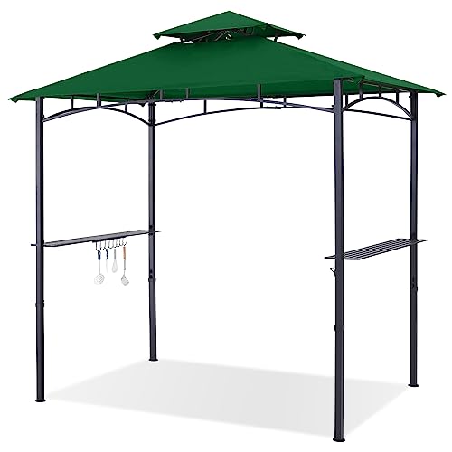 ABCCANOPY 8x5 Grill Gazebo Shelter, Outdoor BBQ Gazebo Canopy with LED Light(Forest Green)