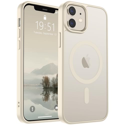 Image of SUPFINE Magnetic for iPhone 12 Case /iPhone 12 Pro Case (Compatible with MagSafe) (Military Grade Drop Protection) Slim Translucent Matte Shockproof with Anti-Fingerprint Phone Case,Antique White