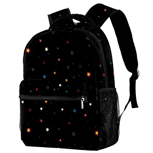 Sac à dos de voyage noir étoiles imprimé scolaire garçon fille