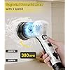 Electric Spin Scrubber, Cordless Household Cleaning Brush with 6 Replaceable Heads, 3 Speeds, LED Display, Lightweight Handheld Power Scrubber for Cleaning Stove/Bowl/Sink/Corner/Tile/Grout-Black