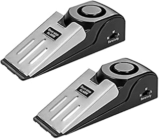 Fuers Door Stop Alarm, 2-Pack Portable Wedge-shaped Door Security Stopper Alarm with Non-slip Rubber, 125dB Siren Adjustable Sensitivity Lightweight, Suitable for Home Hotel Intruder Alert Detection