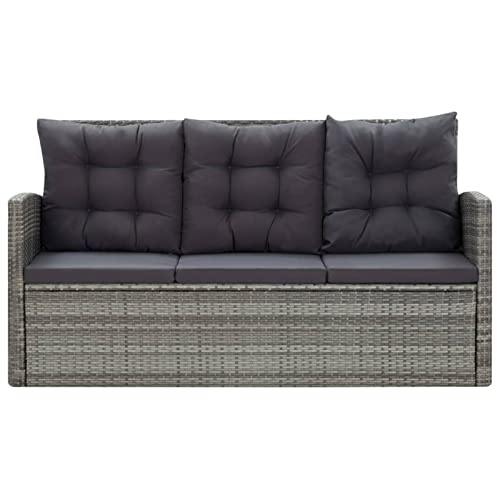 Gecheer 5-TLG. Garten Essgruppe Loungemöbel Poly Rattan Sitzgruppe Gartenlounge Gartenmöbel Set bis 8 Personen, Grau – Bild 3