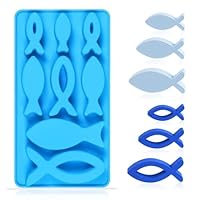 Kommunion Silikonform Fisch, 8 Gitter Kommunion Konfirmation Ausstechformen, Epoxidharz Resin Silikonform, Taufe Kommunion Konfirmation Deko, für Schokolade Kuchen Pudding Seife Gips Gießen Gießform