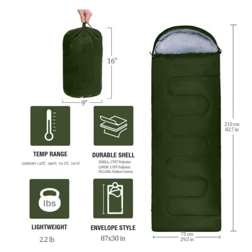 Bolsas de Dormir para Camping para Adultos - Bolsa de Dormir Compacta para Senderismo, Mochilero, Clima Frío y Cálido - Ligera y Plegable para Viajes en Verano e Invierno - Para Niños y Adultos, 1 y Doble 2 Personas miniatura 6