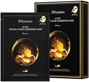 JMsolution Active Golden Caviar Mask Prime (10 Sheets) | [3.5 Billion Sold] K-Beauty Face Mask with Gold & Caviar for Deep Nutrition & Elasticity | Anti-Aging & Revitalizing Sheet Mask