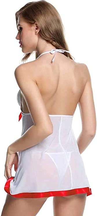 Image of LOURYN KOULYN Babydoll Nightwear Lingerie with Panty Short Transparent Nighty for Women Bra Panty Set for Women Baby Doll Night Dress Babydoll Lingerie for Honeymoon