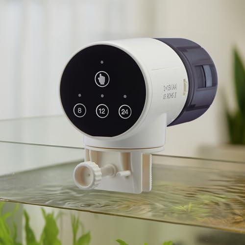 Image of Amazon Basics Automatic Fish Feeder | Programmable 3-Way Timer (8H /12H /24H) | 360 Rotating Design | Works with Flakes, Pellets & Granules | for Aquariums, Tanks & Ponds (Plastic) (Standard)