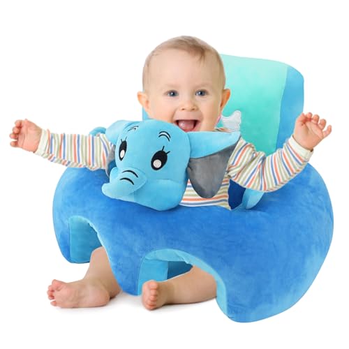 Image of KAKIBLIN Baby Support Sofa, Baby Support Chairs for Sitting Up,Baby Sit Up Chair Sofa Plush Babies Learning to Sit Chair Infant Seats for 6-16 Months Blue Elephant-1