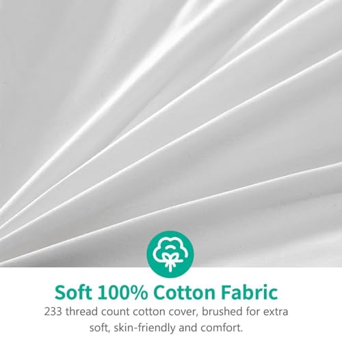 APSMILE Organic Full Size Feathers Down Comforter - All Seasons 100% Cotton Quilted Duvet Insert, Medium Warm Bed Comforter with Corner Tabs (82x86 Inch, Ivory White)