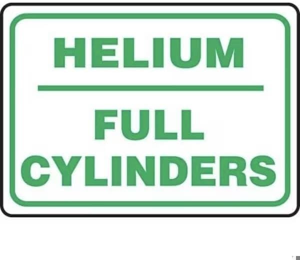 SAFETY SIGN HELIUM FULL CYLINDERS, Mfr: MCPG538VS-A