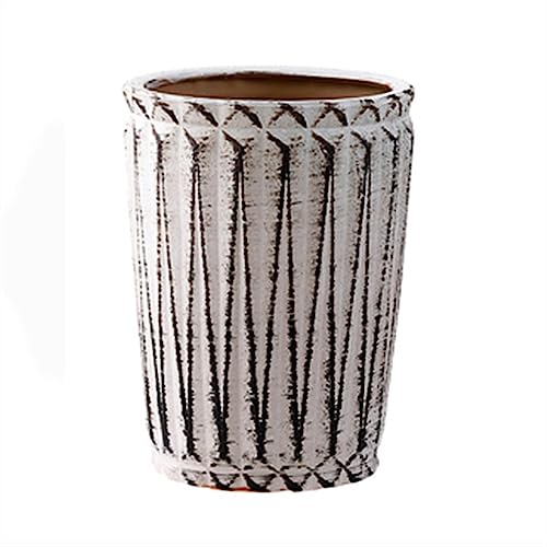 Maceta Interior Macetas Redondas con Encaje Prismáticas Macetas Vintage Cilindro Alto Cerámica Macetas Grandes Simples Decoración de Cultivo de Plantas Verdes Grandes Jardineras Exterior ( Size : L )