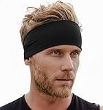 95% cotton Mens & womans Sweat Bands - Sport Headbands for Men - Workout Headbands for Women - Running Headband -Tennis Athletic Sweatband (Black) 1pack