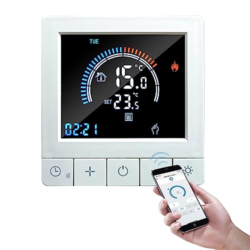 Irishom Termostato WiFi per Caldaia a Gas,Termostato Digitale Programmabile con Blocco Bambini,Display LCD WiFi Sensore NTC Riscaldamento dell'Acqua