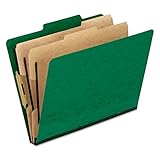 Pendaflex Moisture-Resistant Color Classification Folders, Letter Size, 2 Dividers, Green, 2/5 Cut, 10/BX (1257GR)