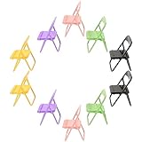 Amosfun Mini Sillas Plegables 10 Uds Soporte para Teléfono Móvil Silla Plegable En Miniatura Colorida Cuna Casa De Muñecas Modelos De Sillas Plegables para Escritorio Mini Accesorios De