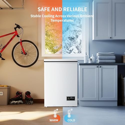Image of Kismile 3.5 Cu.Ft Compact Chest Freezer, Ultra-Low Temperature Deep Freezer (-40F to 14F), Energy-Efficient, Digital Adjustable Thermostat, Top-Opening Door with 2 Removable Baskets, White