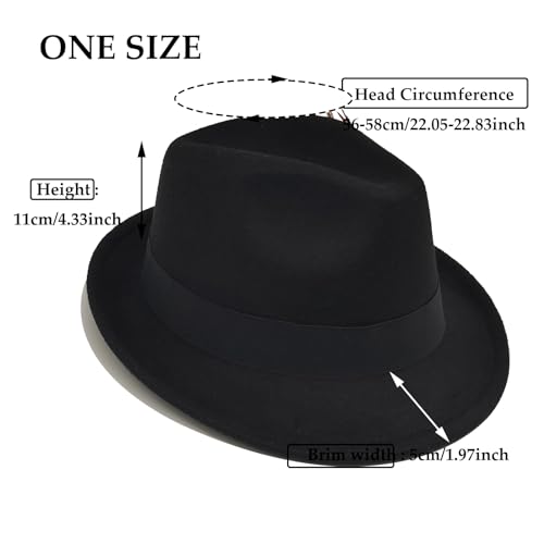 Image of Unisex Trilby Hats Classic Fedora Hats for Women Men Dress Hats Felt Short Brim Fedoras Hat Panama Hat with Band