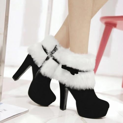 Bottines à talon haut et plateforme en suède noir chic - 4