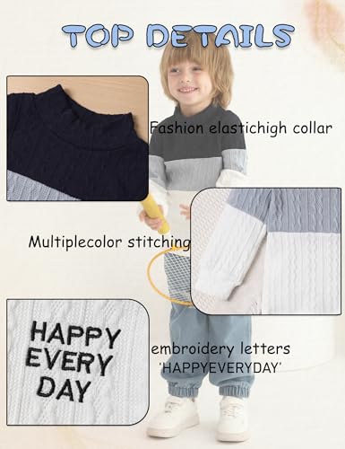 Boy Clothes Color Block Sweater Jeans Boys Outifts Set4