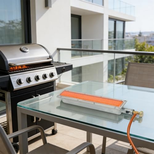 Haoxuesen Brûleur Infrarouge Gaz Naturel 50CM Brûleur Céramique Infrarouge Rectangulaire, Préchauffage 3Min Barbecue Gaz Élément Chauffant, Chauffage Acier INOX Argent Plaque De Brûleur – vue 2