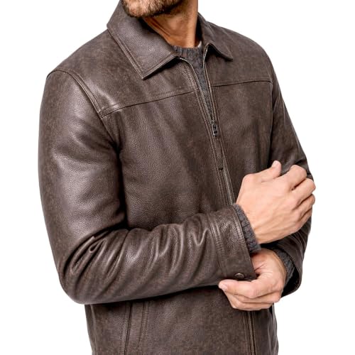 Image of Isaac & David Chicago Men's New Black /Brown Lambskin Leather Classic Open Bottom Jacket Motorcycle Vintage Racing Jacket