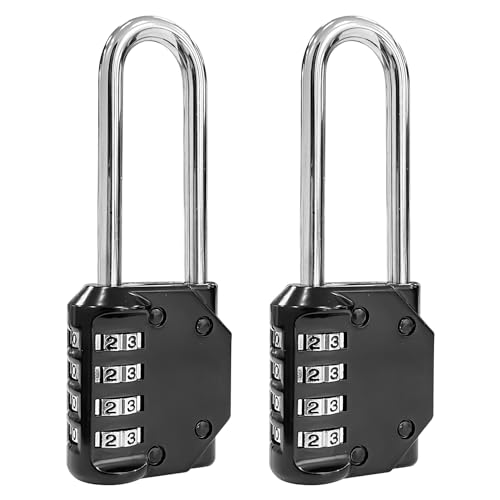Image of Sutekus Combination Lock 4 Digit Combination Padlock Waterproof Resettable Lock for School Gym Sports Locker, Fence, Toolbox, Case, Hasp Cabinet Storage, 2Pack (Long Shackle)
