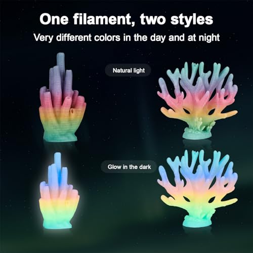 Image of ERYONE Glow in The Dark Filament 1.75mm, 3D Printer PLA Filament Dimensional Accuracy + /- 0.02mm, 1kg (2.2LBS) /Spool, Neon Rainbow