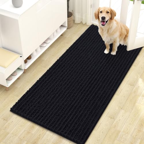 Image of OLANLY Dog Door Mat for Muddy Paws 47x24, Ultra-Absorbent Chenille Mud Mat
