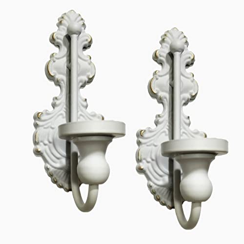 Wall Sconce Candle Holder, Metal Wall Mounted Candle Sconces, Iron Wall Pillar Candle Sconce For Room, Hallway, Entryway, Bathroom, 2 Pack  (Classic White) #TOP24