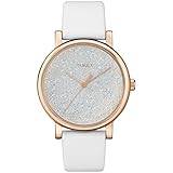 Timex Women's TW2R95000 Crystal Opulence White/Gold Leather Strap Watch