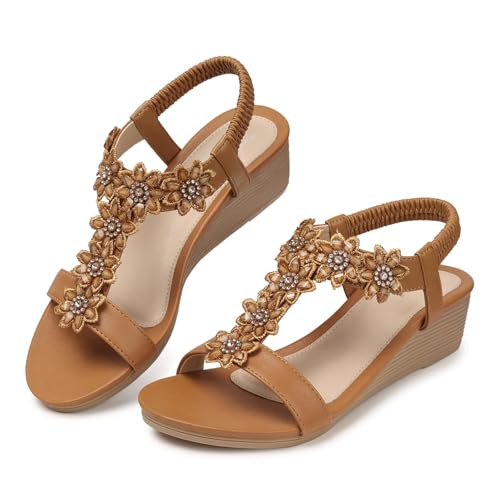 Image of SHIBEVER Wedge Sandals for Women Dressy: Summer Platform Comfortable Low Wedges Womens Sandal