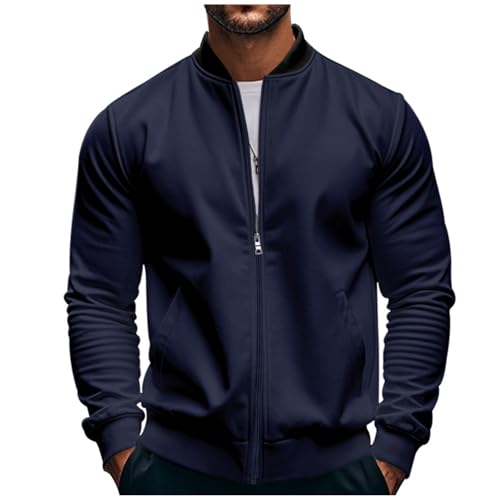 Bomber Jacket for Men Casual Trendy Lightweight Workout Windproof Jacket Zip Up Windbreaker Athletic Coat with Pockets