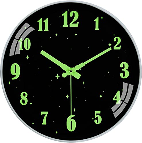 Brmeday Reloj De Pared Luminoso, 30 Cm/12 Pulgadas, Sin Ruido De Tictac, Reloj De Pared Grande Moderno, Reloj De Pared Vintage, Decoración Para Salón, Dormitorio, Cocina, Funciona Con Pilas, Estrellas Cover