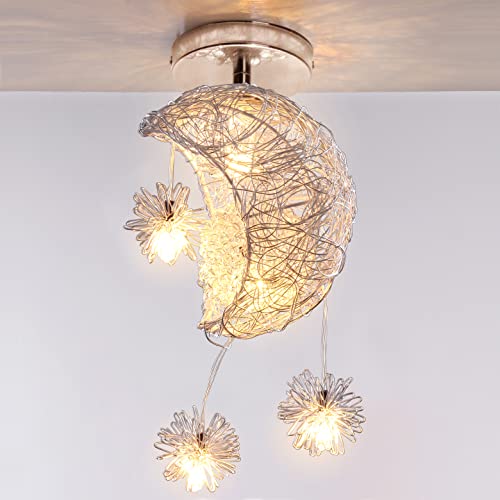 iDEGU Lámpara de Techo Diseño Luna y Estrellas Lámpara Colgante Moderno Plafón LED Techo con 5...