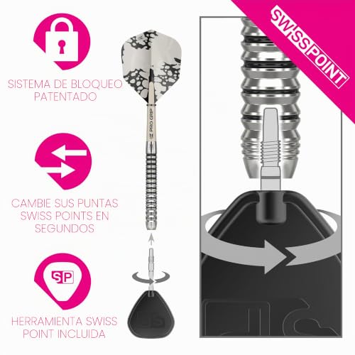 Dardos de tungsteno 90% Target Darts Exo con punta de acero y ejes Pro Grip 4