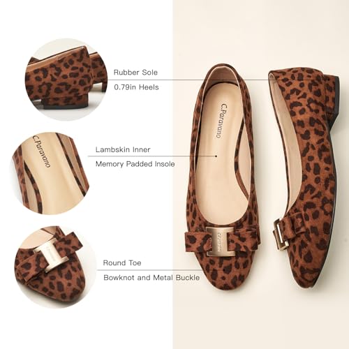 Image of C.Paravano Flat Shoes for Women | Women's Flats | Ballet Flats | Dress Shoes for Women (11,Leopard)