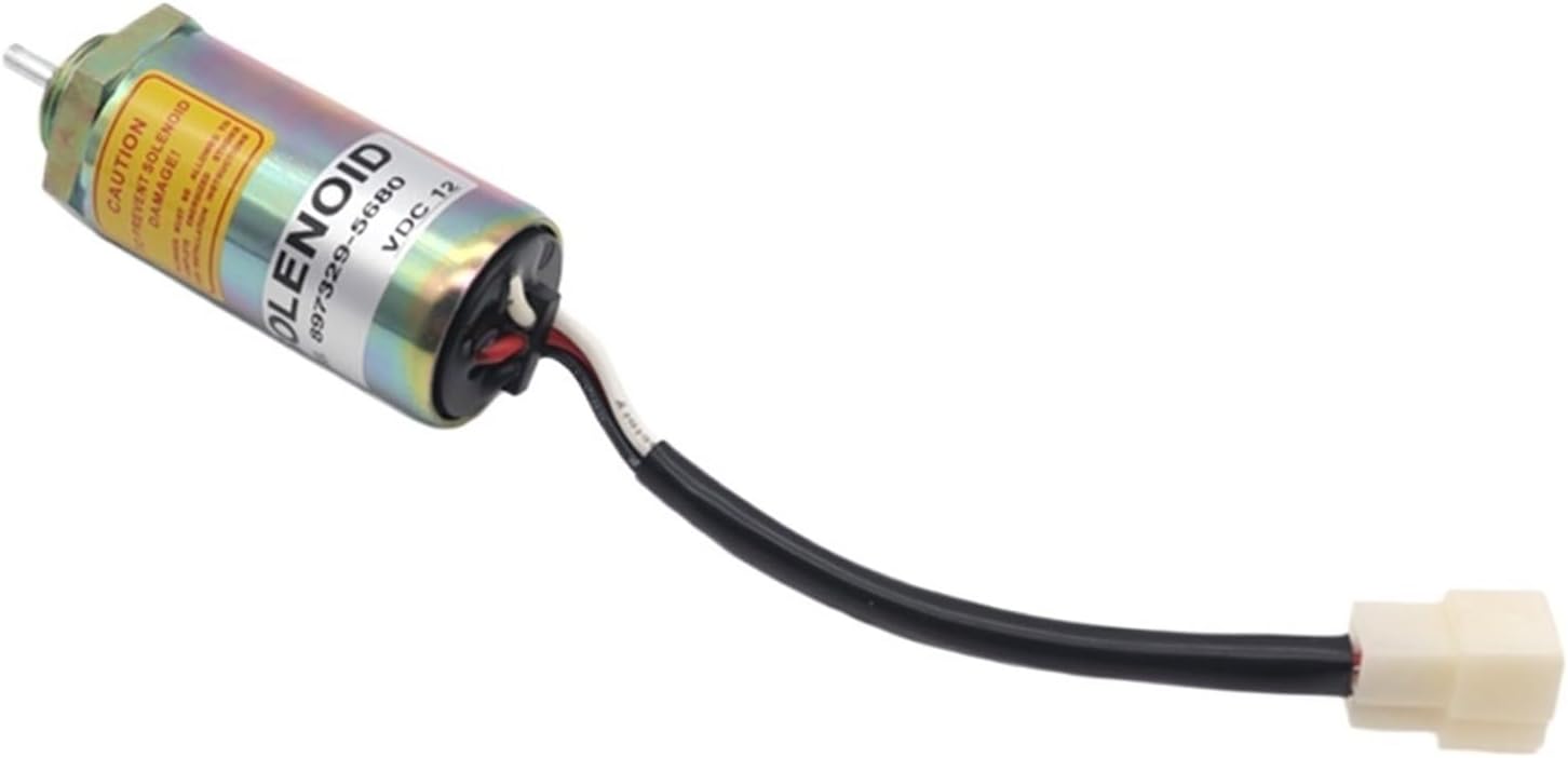 897329-5680 12V Car Fuel Shut Off Solenoid Compatible With Hitachi EX50U EX55 ZX55UR EX27U 8973295680 8970701301 8970701302 8970701303(For Hitachi Excavato)