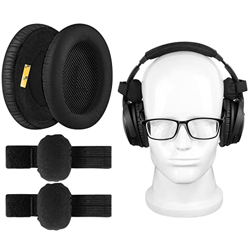 Geekria Earpads Kit with Pressure-Relief Cushions for Glasses Wearers Compatible with Bose QC45, QC35, QC35 ii