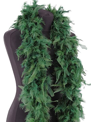 Feather Boa 80g 180cm Soft Turkey Feathers Fluffy Long Boas for Women Hen Party Fancy Dress Costume Burlesque Dance Showgirls 1920s Gatsby Flapper Halloween Christmas Photo Props (Pine Green)